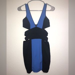 Bebe black & blue cut out dress